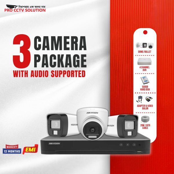 Hikvision Camera with Audio Ultimate Security 3 Camera Package- Pro CCTv Solution