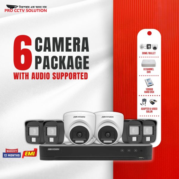 Hikvision Camera with Audio Ultimate Security 6 Camera Package- PRO CCTV SOLUTION